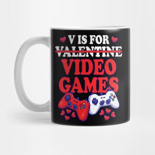 Funny "V is for Video Games" Gamer Valentine Design Mug